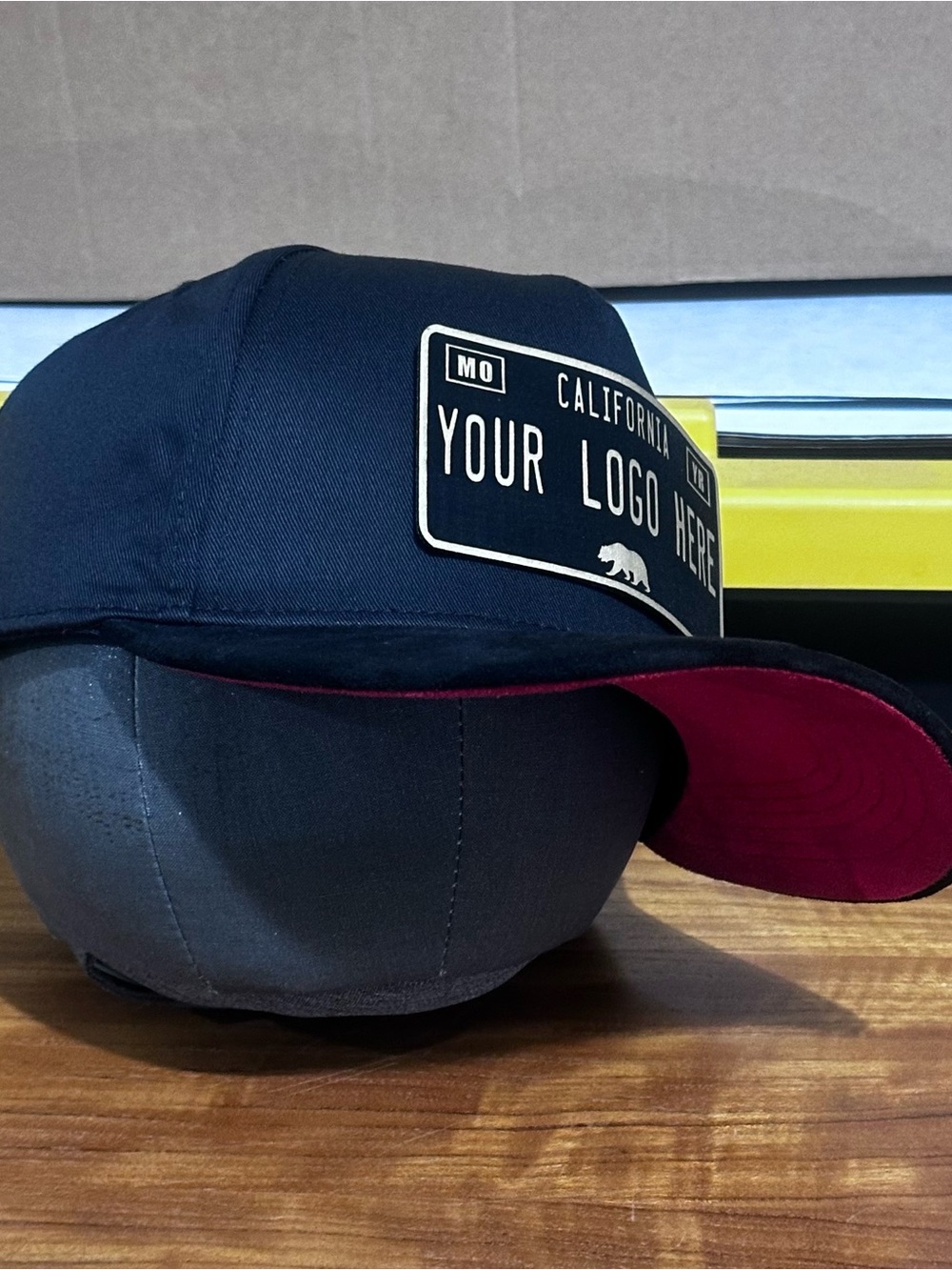 SnapBack Hats SnapBacks Car License Plate Style Custom black Hats suede Brim